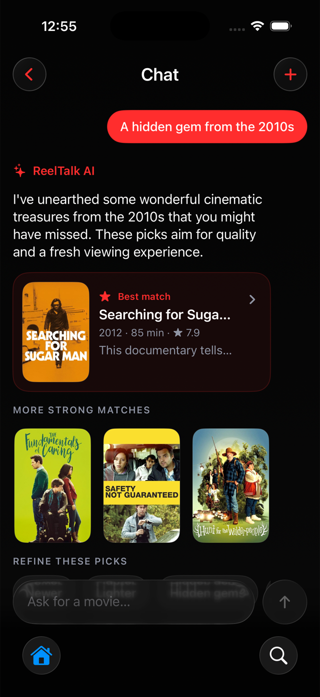 ReelTalk AI movie recommendation chat